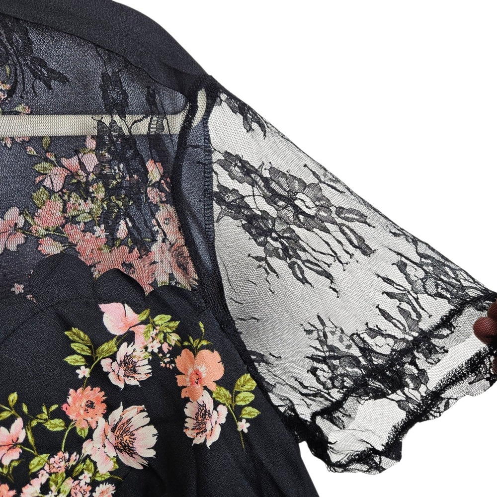 Shein Curve+ 5XL Black Floral‎ Lace Short Sleeve Top Blouse Plus Size